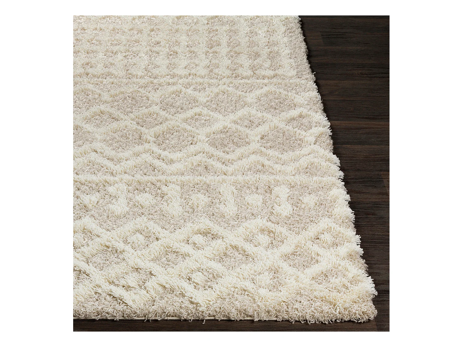 Tapis de Couloir Shaggy Bohème - Ivoire/Beige - 80x220cm - NOUR