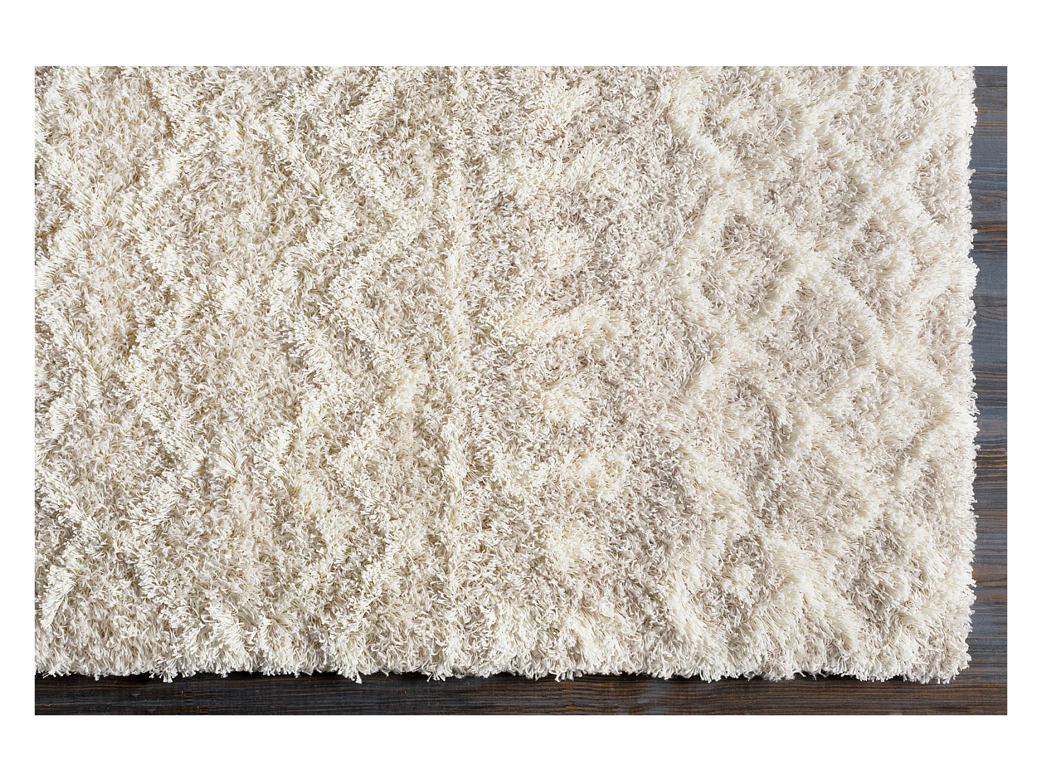 Tapis de Couloir Shaggy Bohème - Ivoire/Beige - 80x220cm - NOUR