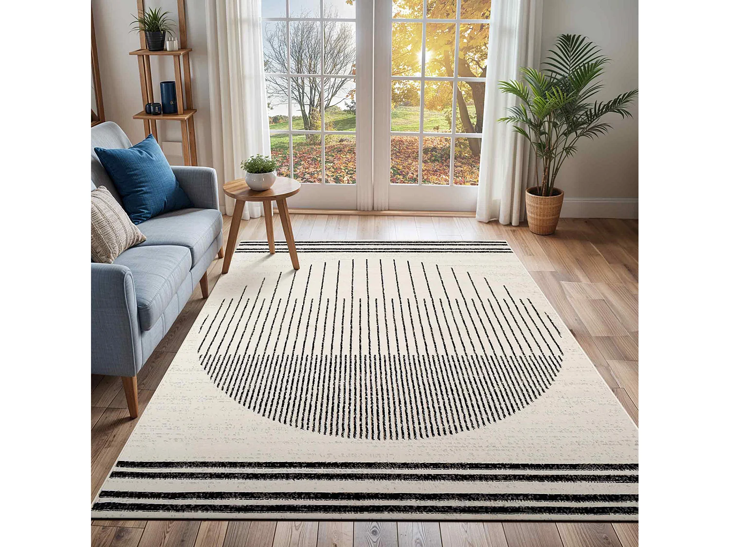 Modern Scandinavisch Tapijt - Wit/Zwart - 130x170cm - ENSO