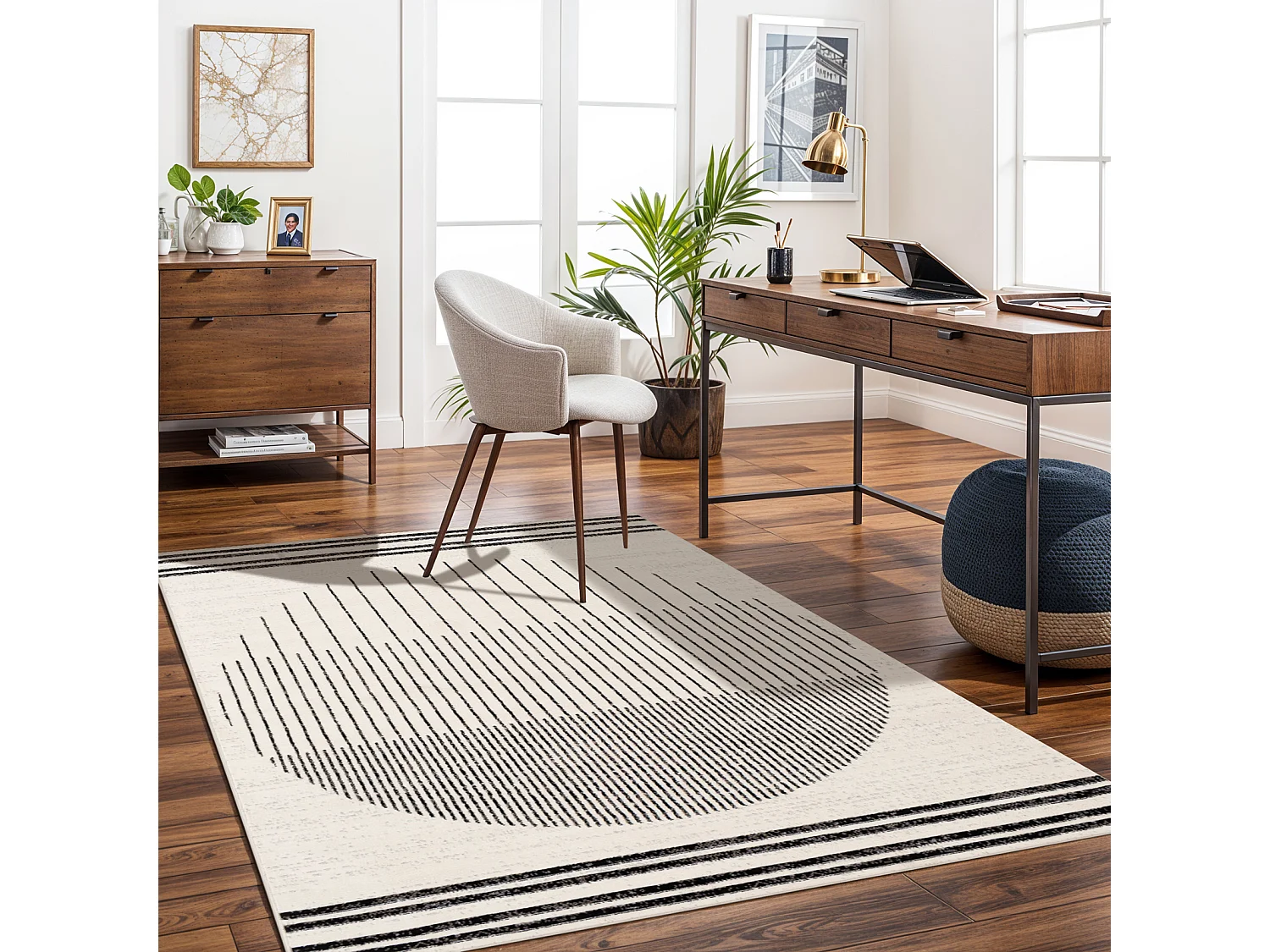 Modern Scandinavisch Tapijt - Wit/Zwart - 130x170cm - ENSO