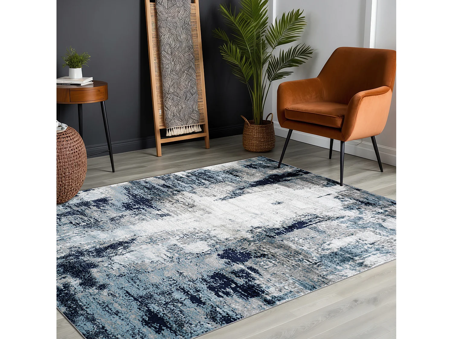 Abstrakt Moderner Teppich - Blau/Weiß/Grau - 160x220cm - GIULIA