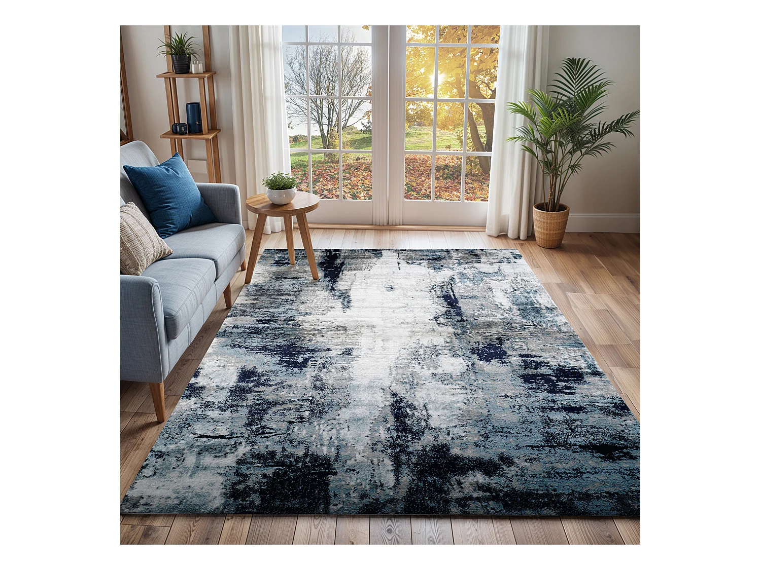Modern Abstract Tapijt - Blauw/Grijs - 160x220cm - GIULIA