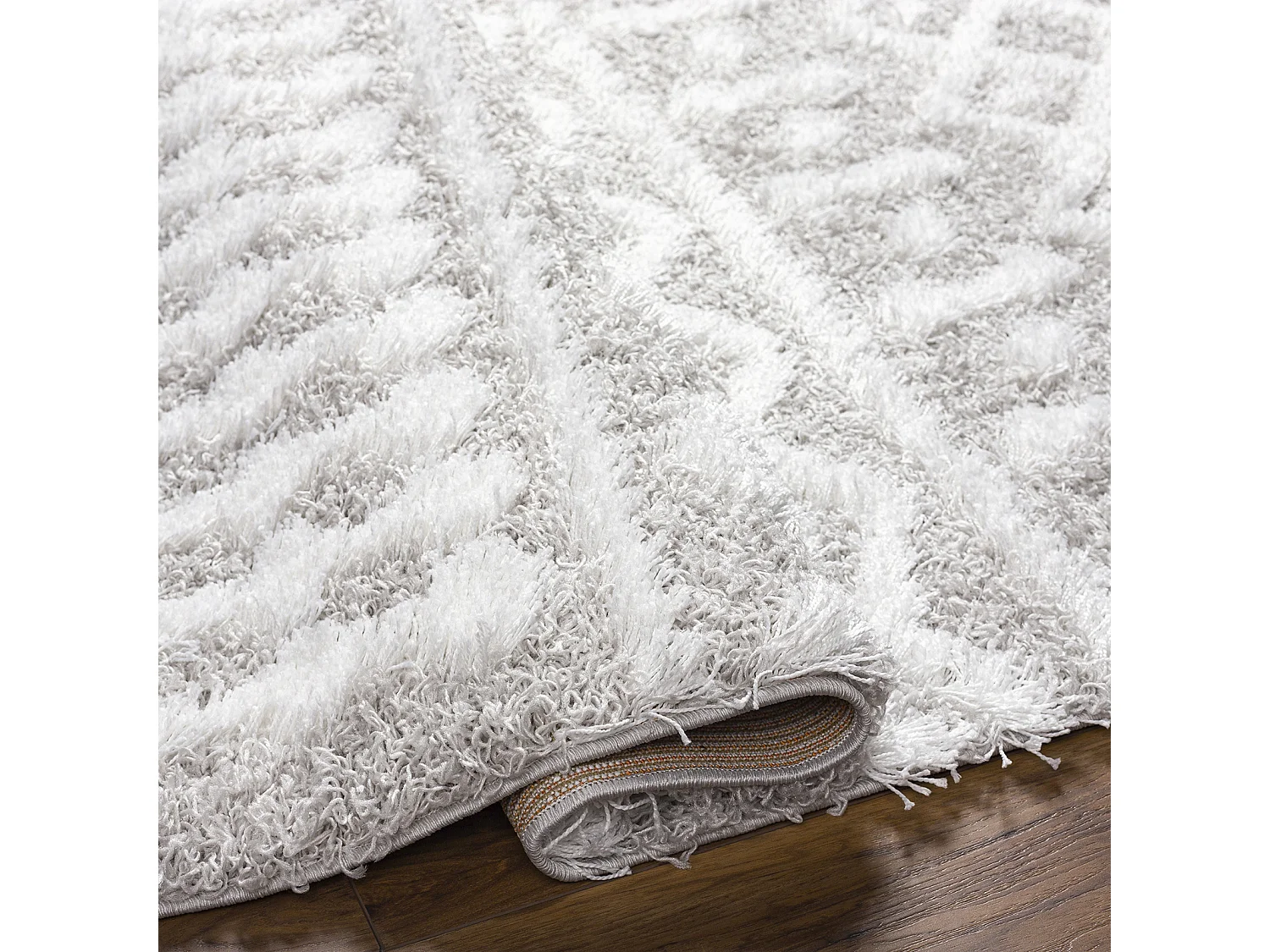 Tapis Shaggy Bohème - Blanc/Gris - 160x220cm - NOUR