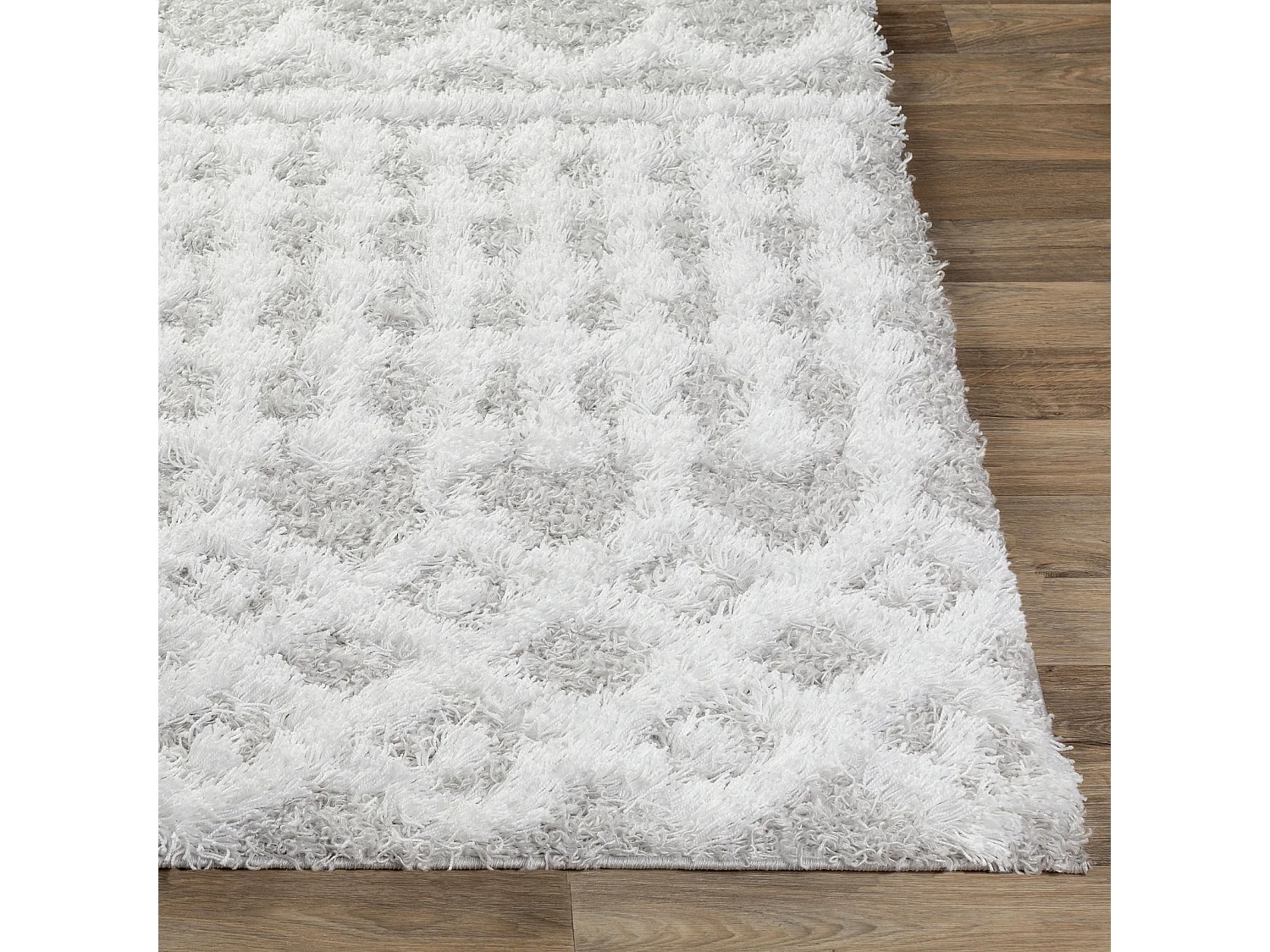 Tapis Shaggy Bohème - Blanc/Gris - 160x220cm - NOUR