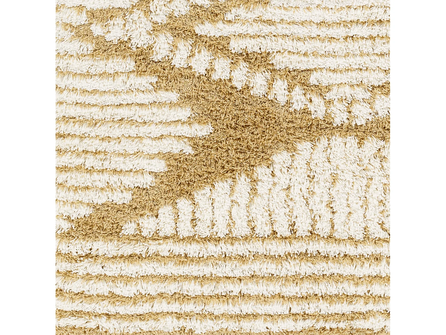 Zacht Hoogpolig Shaggy Boho Tapijt - Wit/MosterdGeel- 160x220cm - NURIA