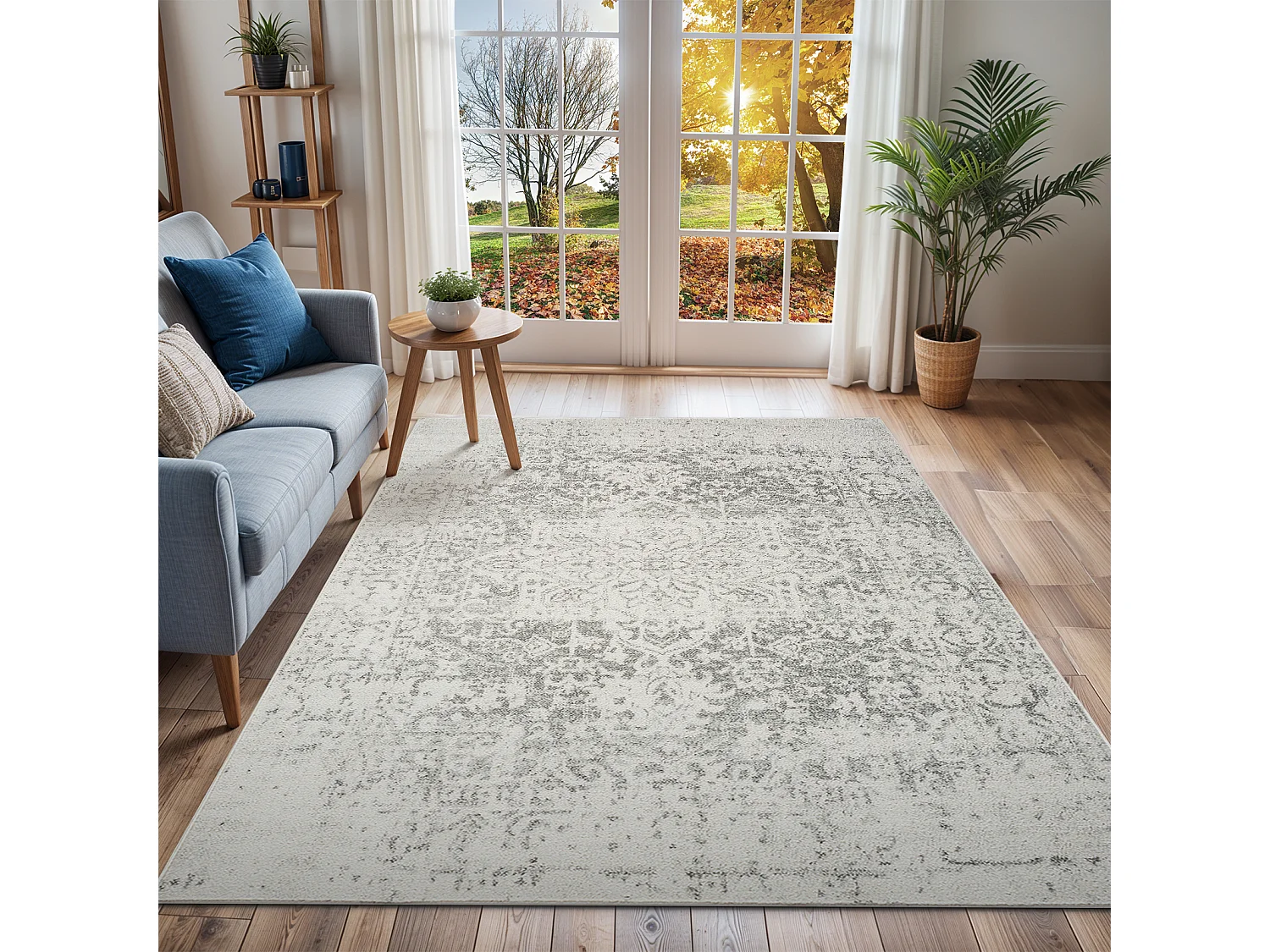 Tapis Vintage Oriental - Gris/Blanc - 200x275cm - JULIETTE