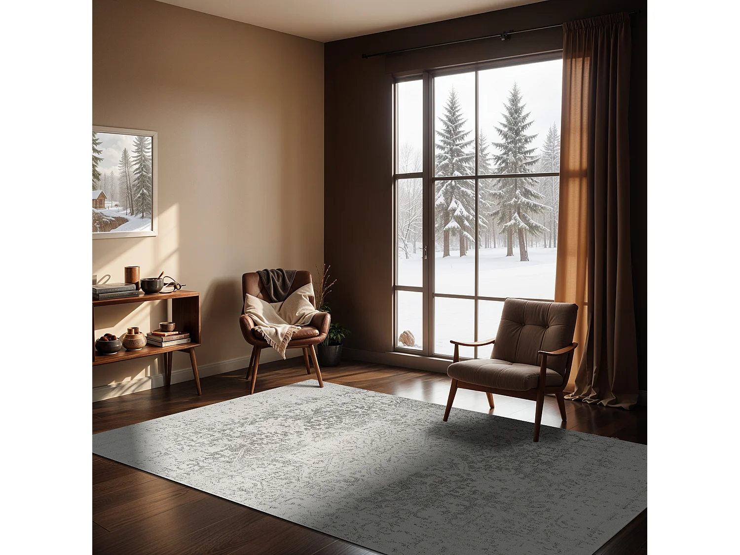 Tapis Vintage Oriental - Gris/Blanc - 200x275cm - JULIETTE