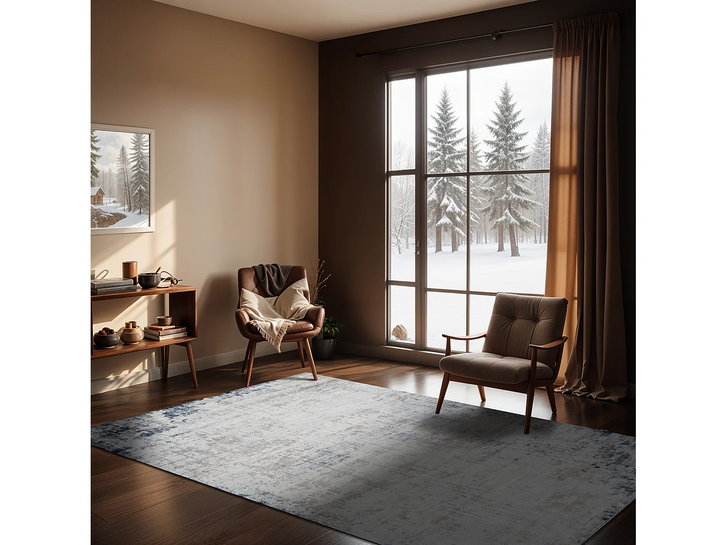 Modern Abstract Tapijt - Grijs/Blauw - 160x215cm - ALIX