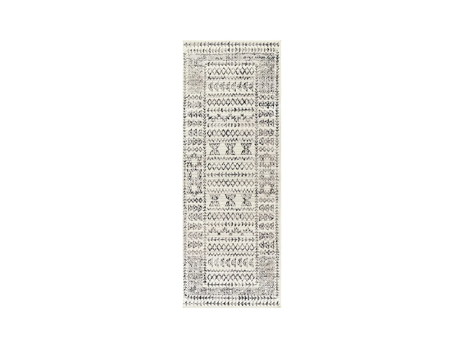 Tapis de Couloir Scandinave Bohème - Blanc/Noir - 80x220cm - OLIMPIA