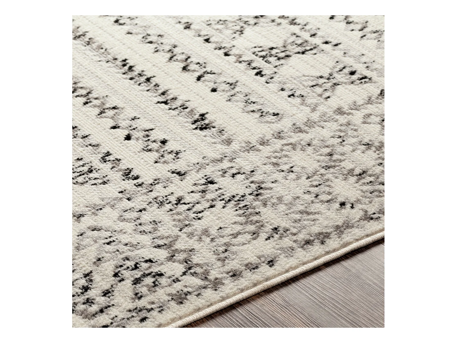 Tapis de Couloir Scandinave Bohème - Blanc/Noir - 80x220cm - OLIMPIA