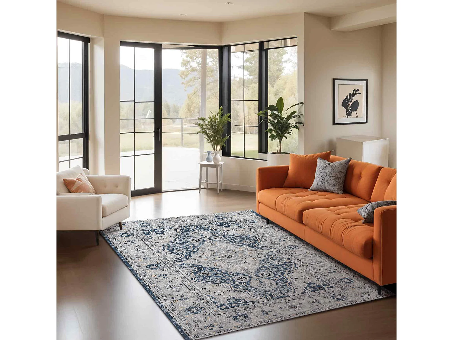 Vintage Oosters Tapijt - Blauw/Grijs - 160x220cm - PETRA