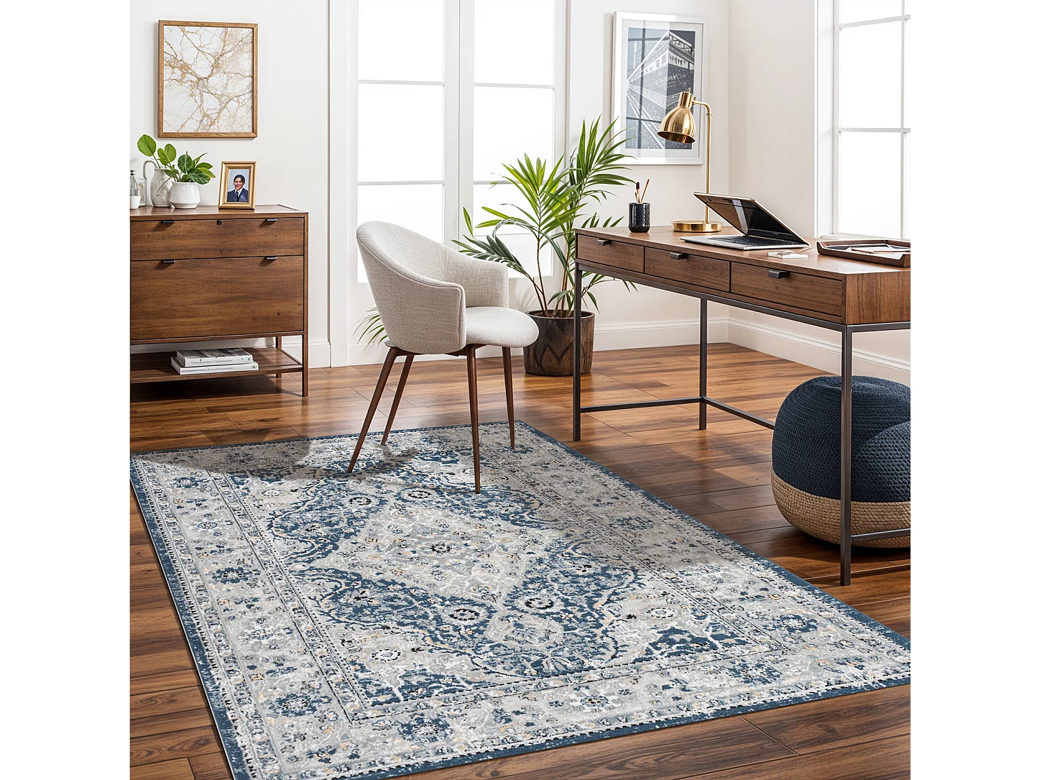 Vintage Oosters Tapijt - Blauw/Grijs - 160x220cm - PETRA