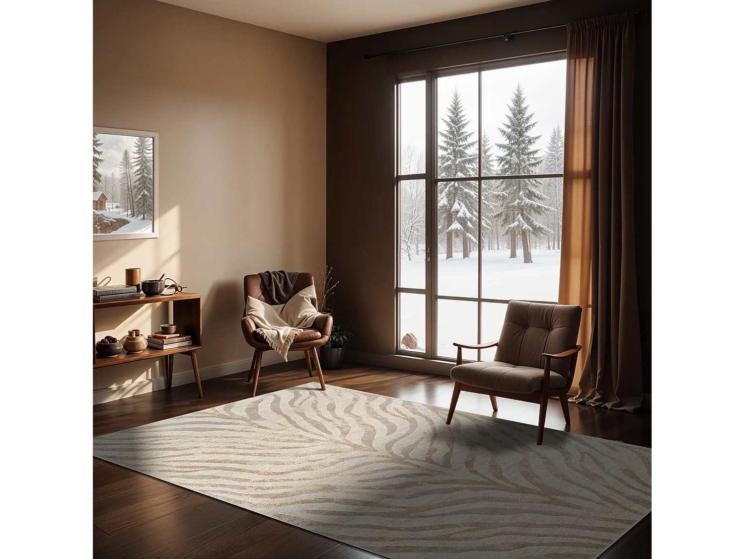 Alfombra Zebra Bohemia - Gris/Beige - 200x275cm - CYBELE