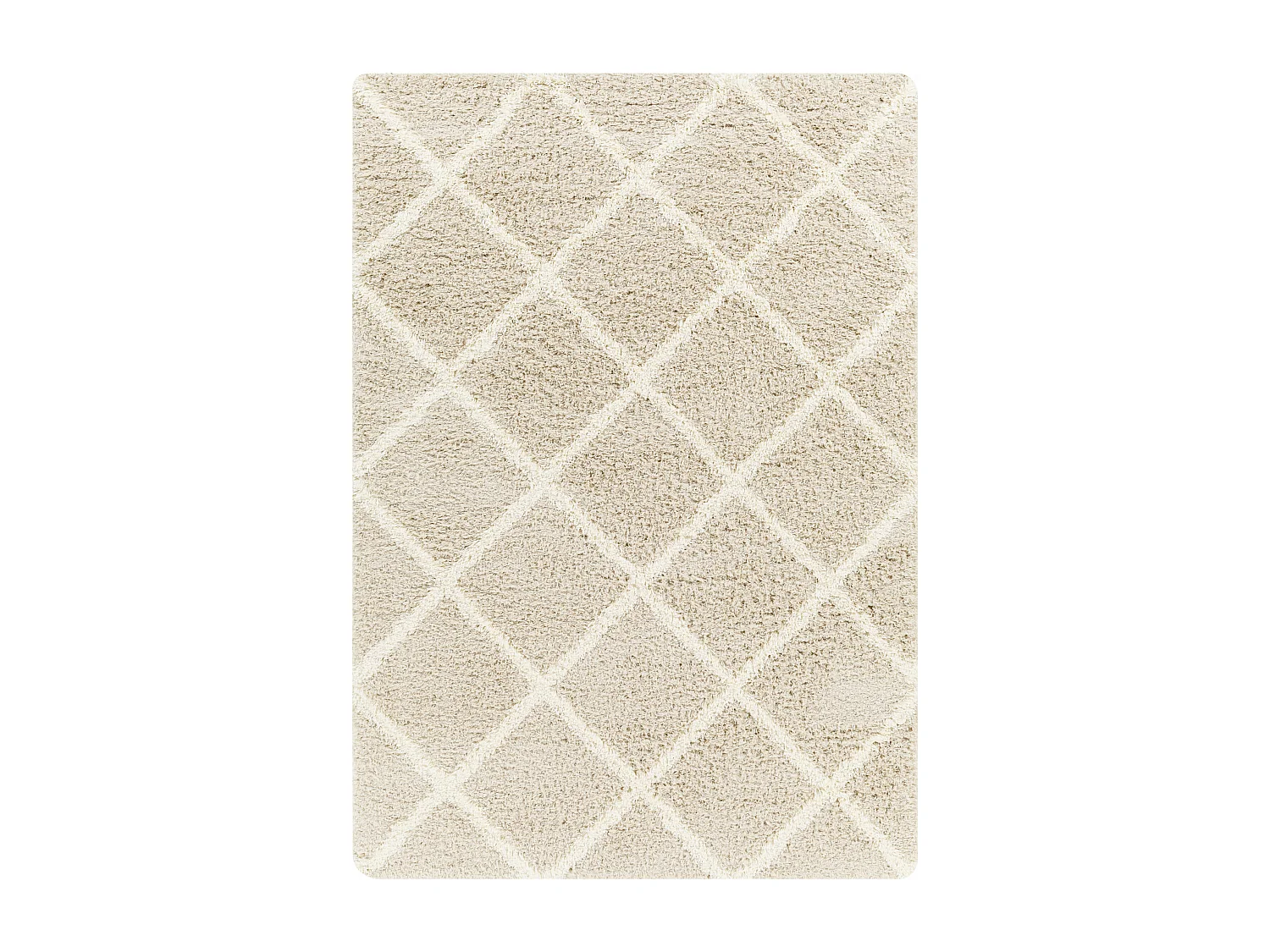 Tapis Shaggy Scandinave - Bohème - Blanc/Beige - 160x220cm - JANE