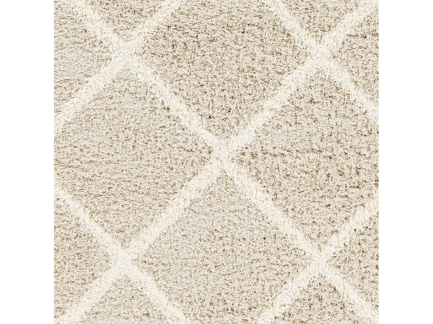 Tapis Shaggy Scandinave - Bohème - Blanc/Beige - 160x220cm - JANE