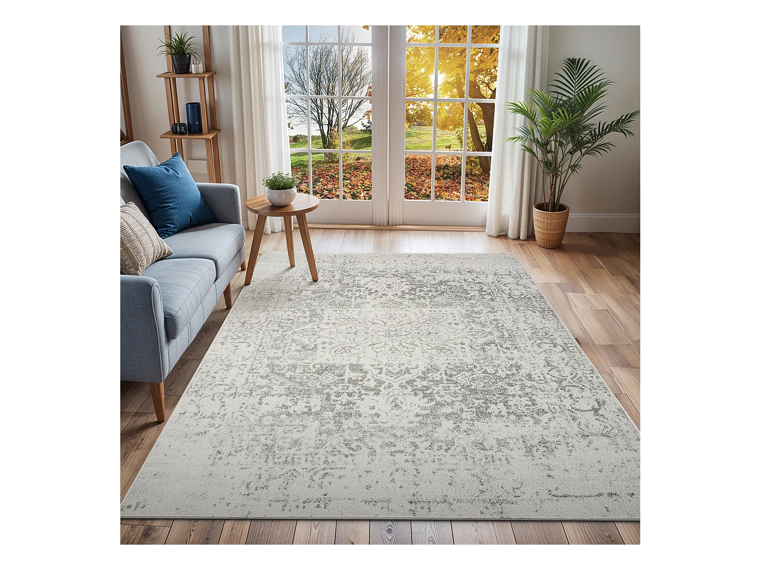 Vintage Oosters Tapijt - Grijs/Wit - 160x220cm - JULIETTE