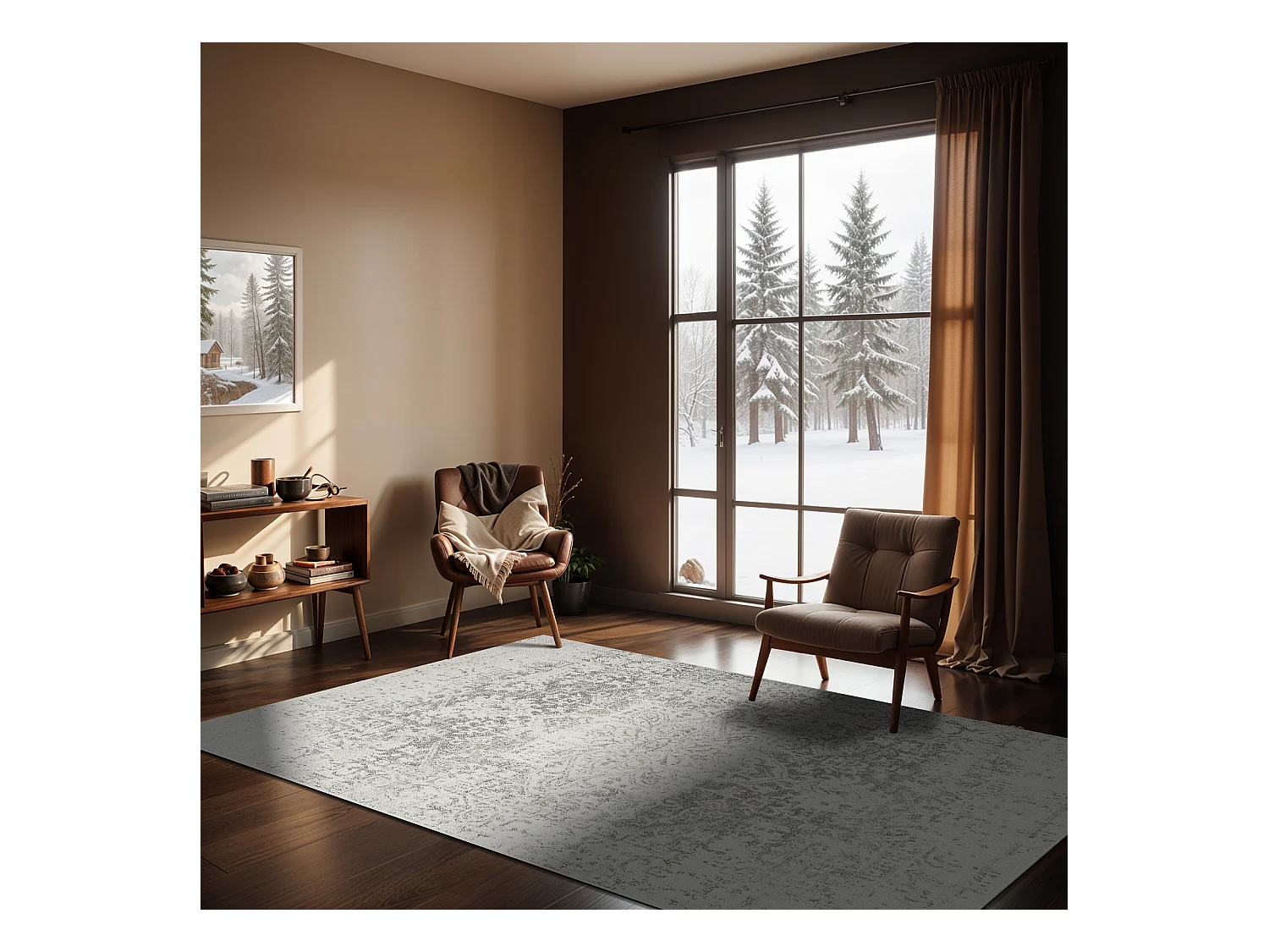 Vintage Oosters Tapijt - Grijs/Wit - 160x220cm - JULIETTE