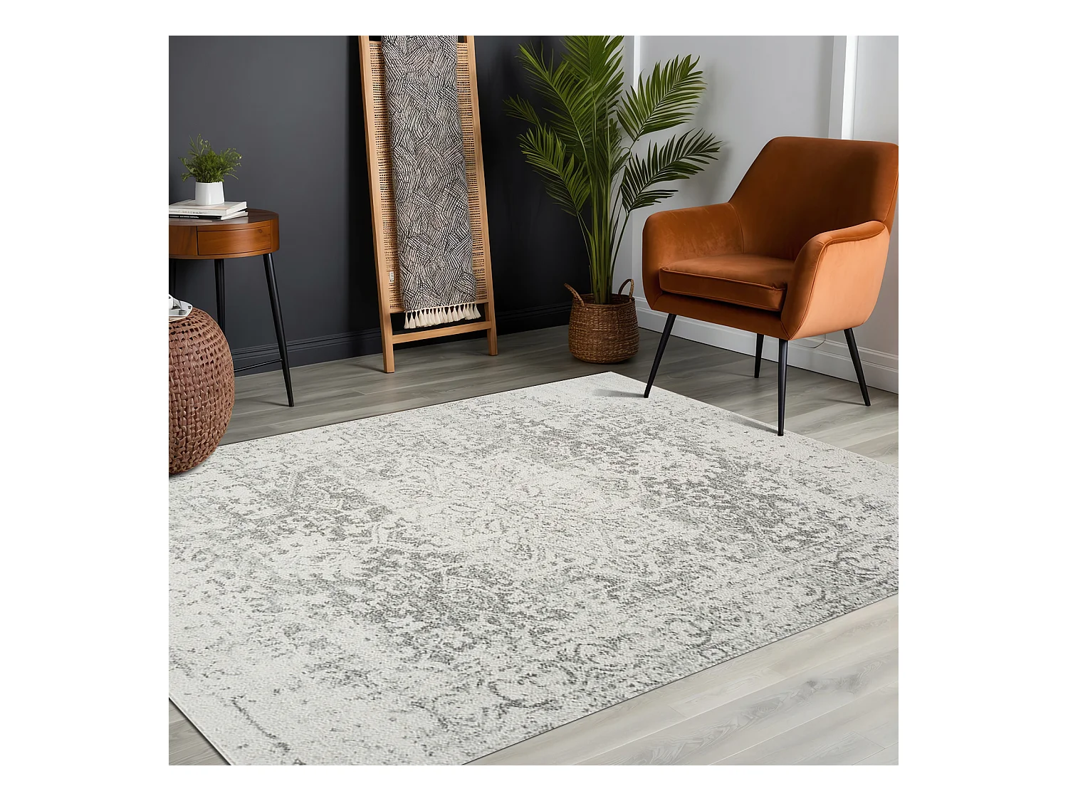 Vintage Oosters Tapijt - Grijs/Wit - 160x220cm - JULIETTE