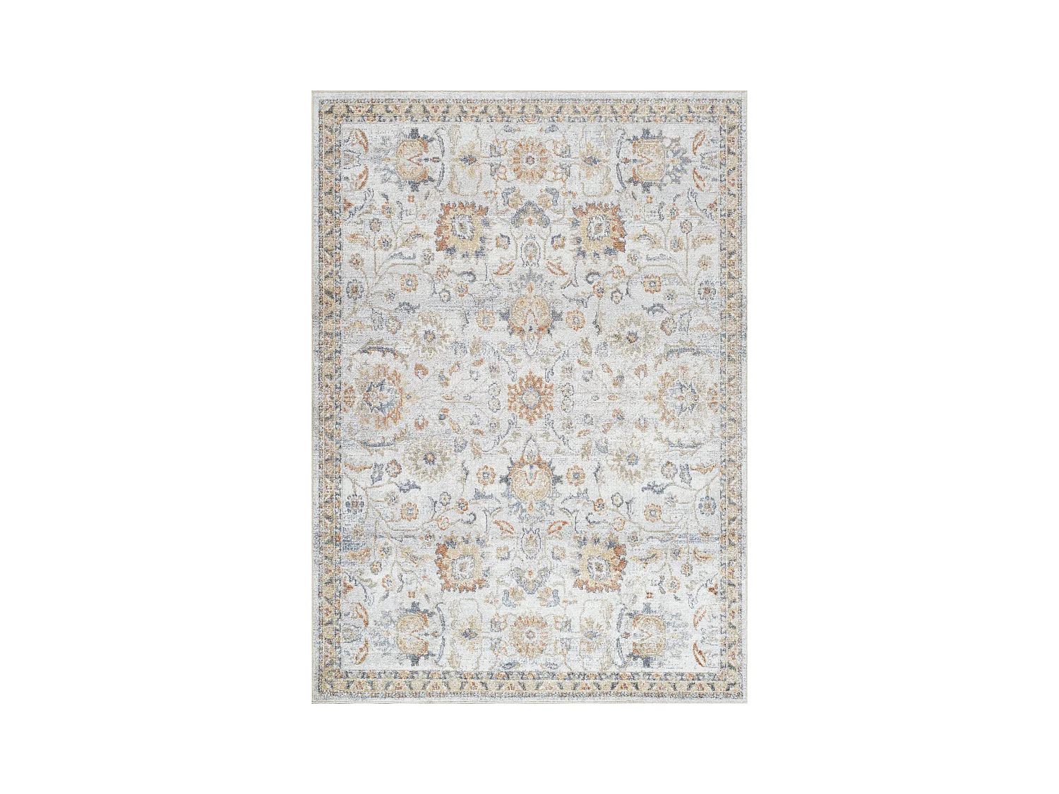Tapis Vintage Lavable en Machine - Gris/Jaune - 160x213cm - ESTHER