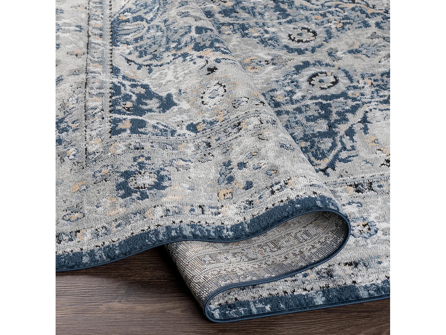 Tapis Vintage Oriental - Bleu/Gris/Jaune - 200x275cm - PETRA