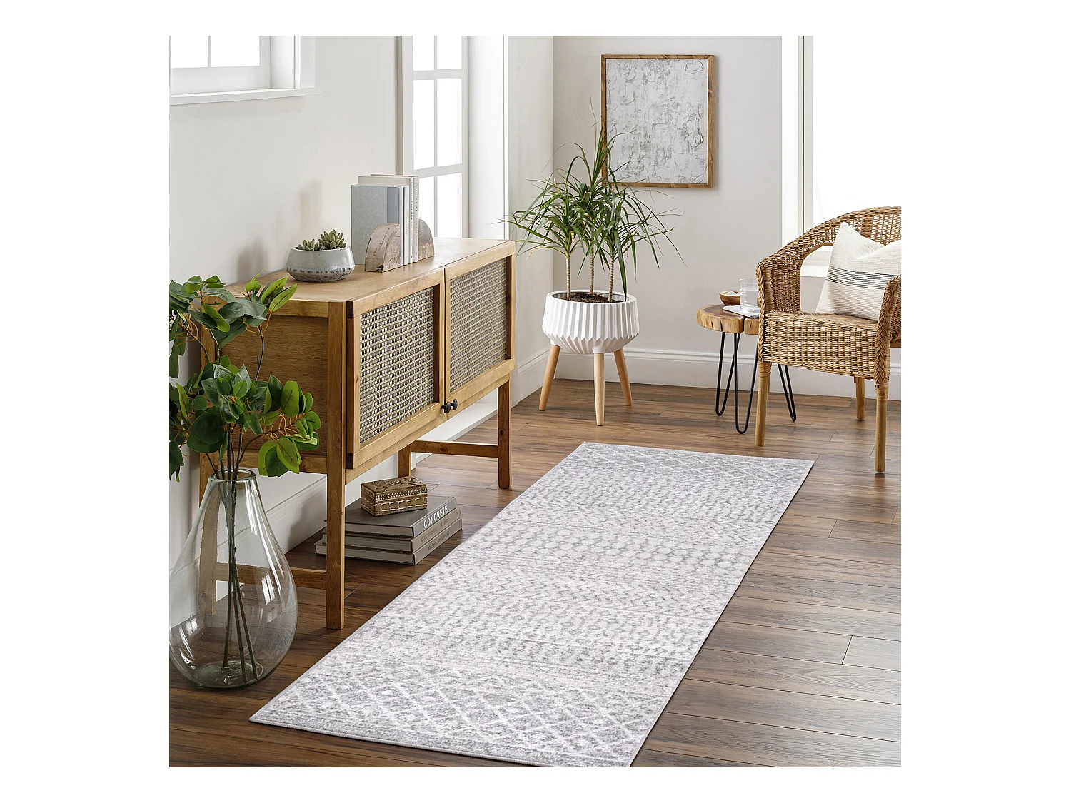 Tapis Scandinave Bohème - Gris/Blanc - 120x170cm - MILA