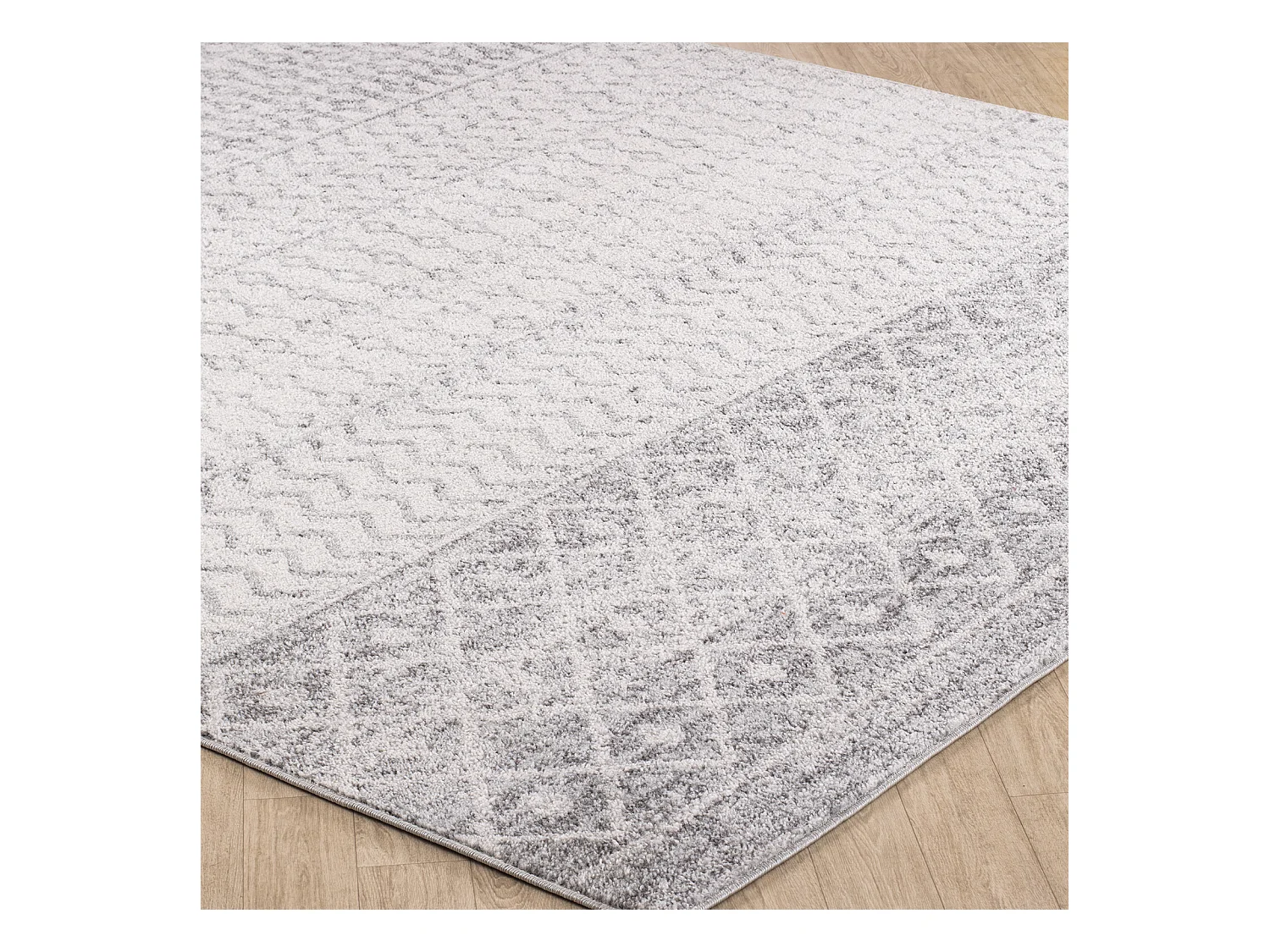 Tapis Scandinave Bohème - Gris/Blanc - 120x170cm - MILA