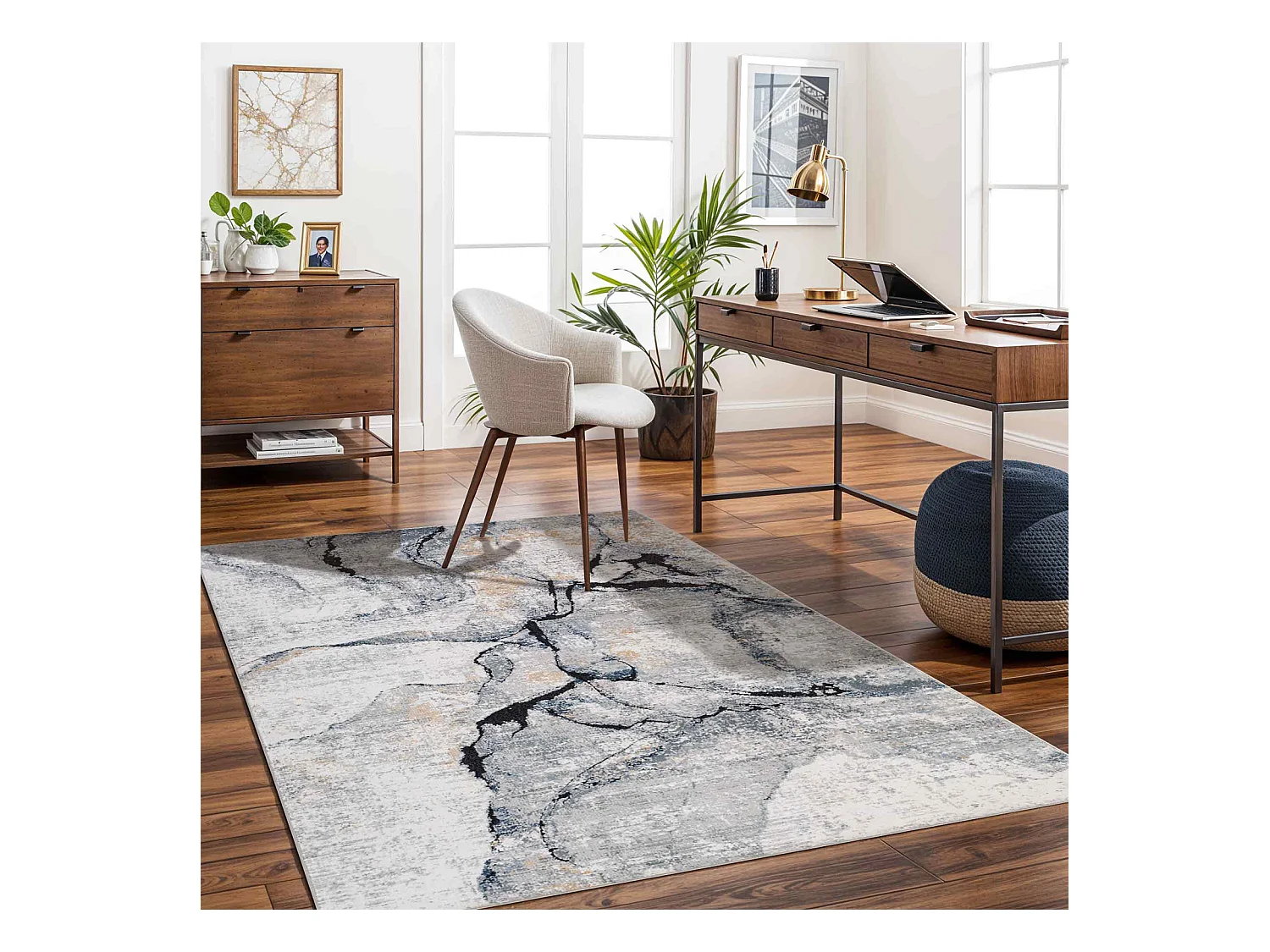 Modern Abstract Tapijt - Ivoor/Grijs - 200x275cm - LYNA