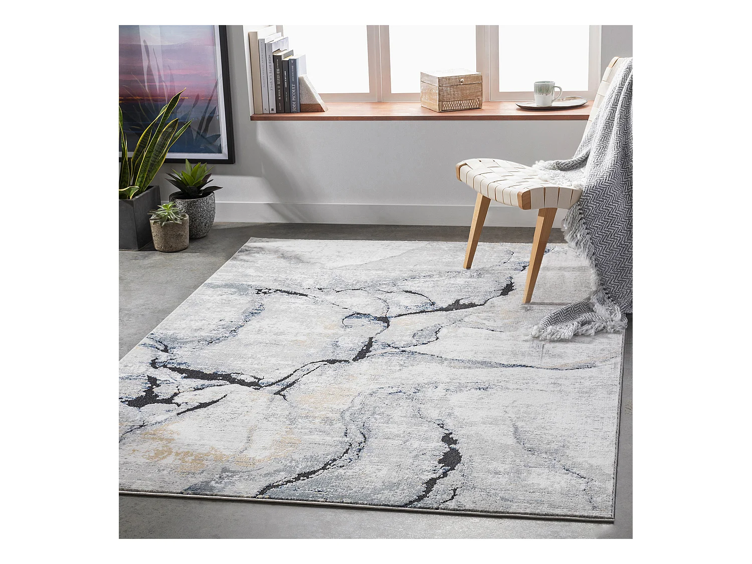 Modern Abstract Tapijt - Ivoor/Grijs - 200x275cm - LYNA