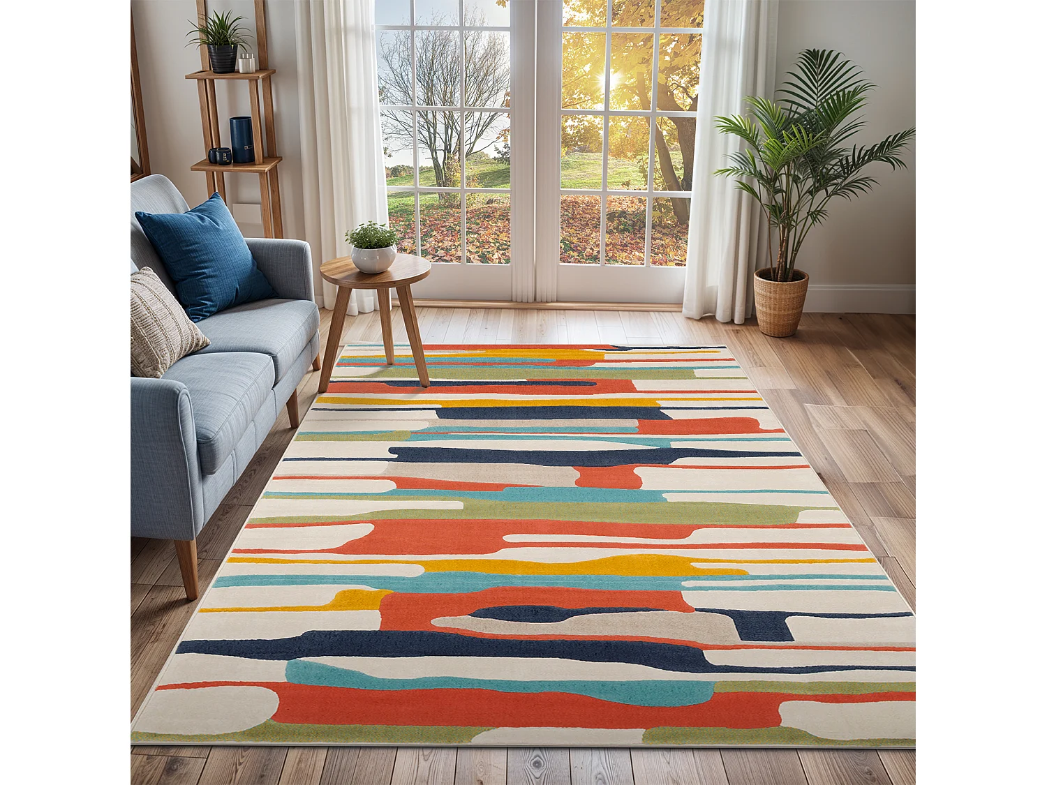 Alfombra Escandinava Moderna - Multicolor/Naranja - 160x220cm - ANAIS
