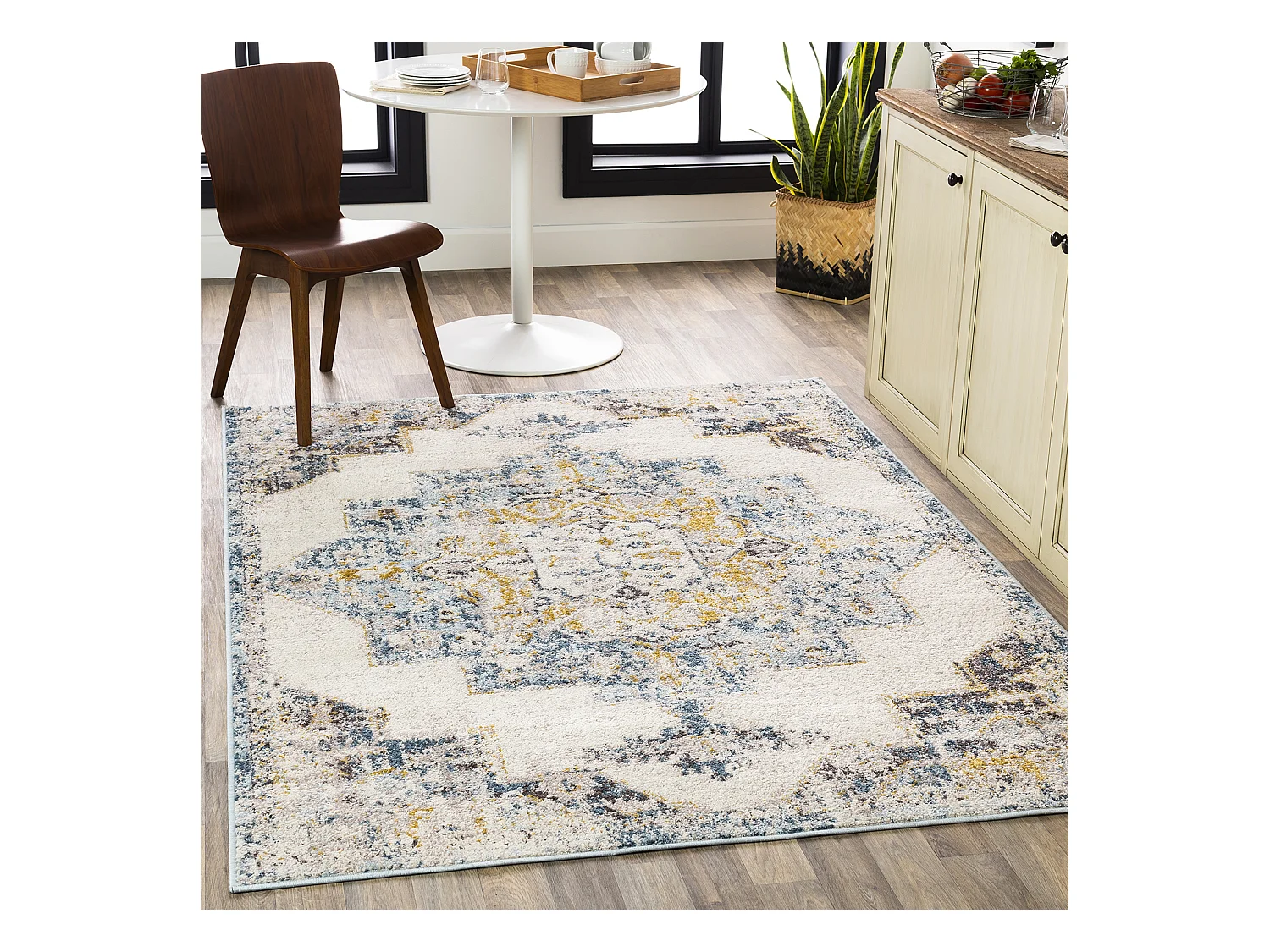 Tapis Vintage Oriental - Gris/Jaune - 160x213cm - SUN