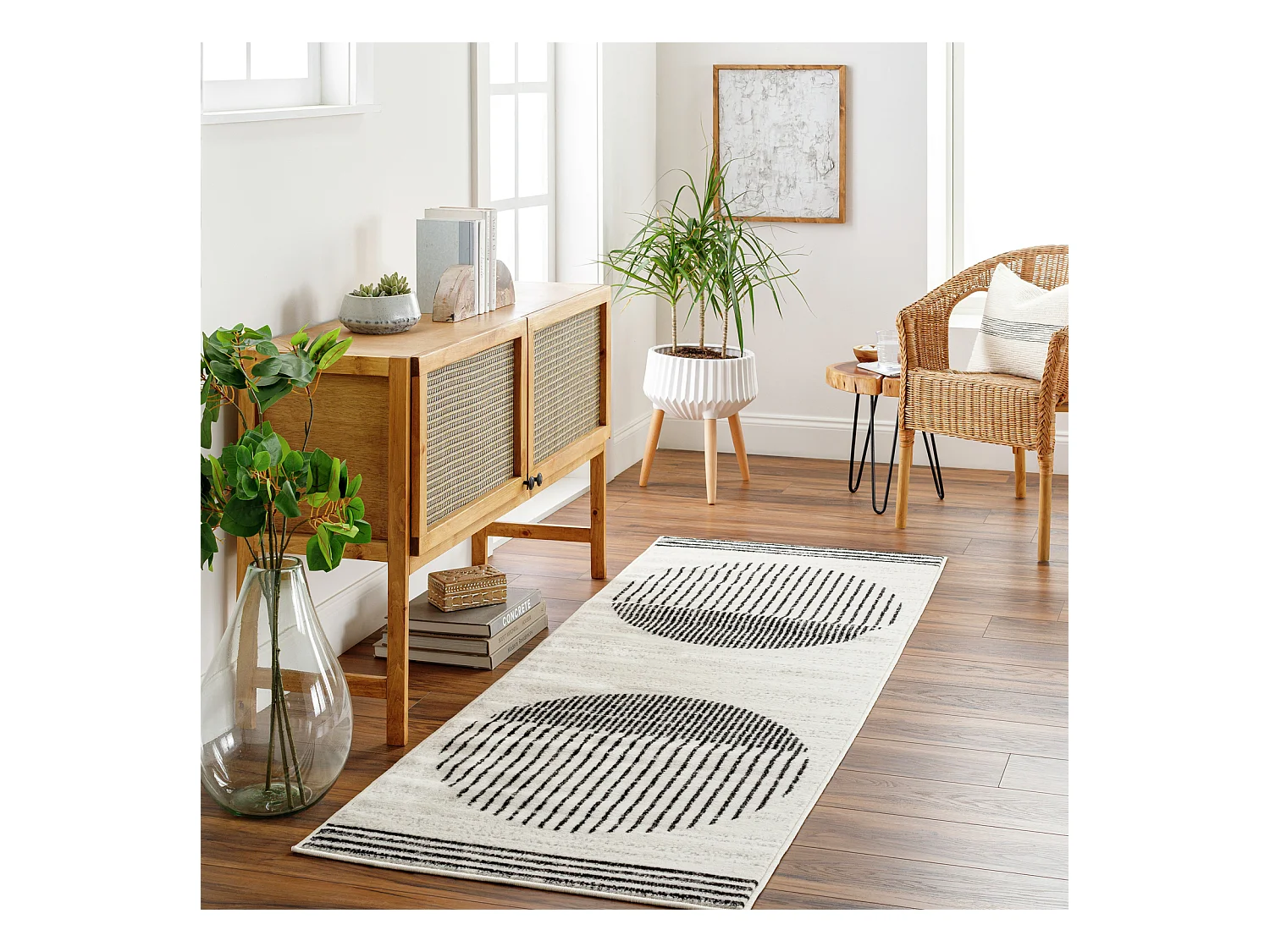 Modern Scandinavisch Loper Gang - Wit/Zwart - 80x220cm - ENSO