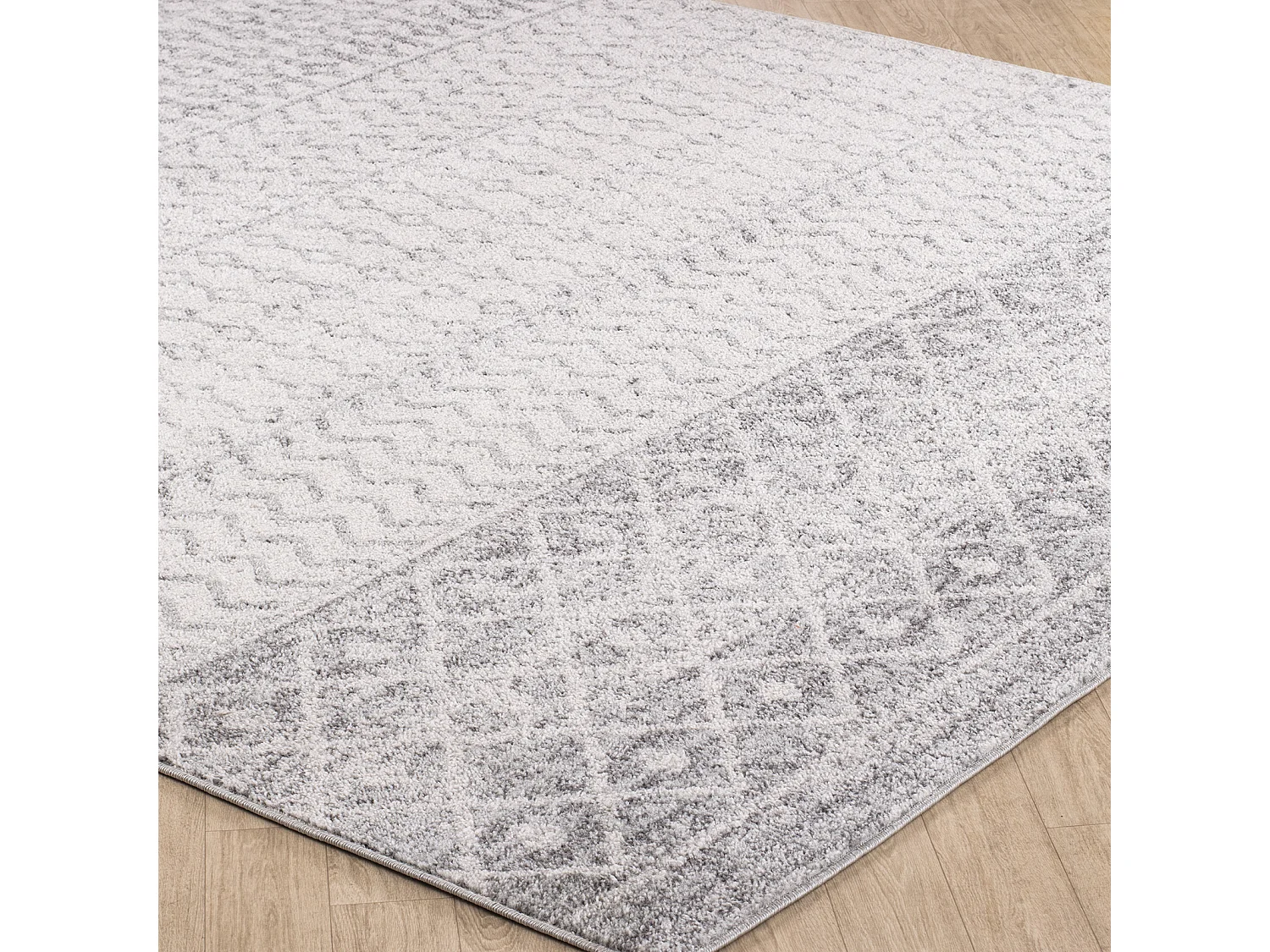 Tapis Scandinave Bohème - Gris/Blanc - 200x275cm - MILA