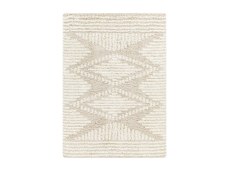 Boho Hochfloriger Shaggy Teppich - Weiß/Beige - 160x220cm - NURIA