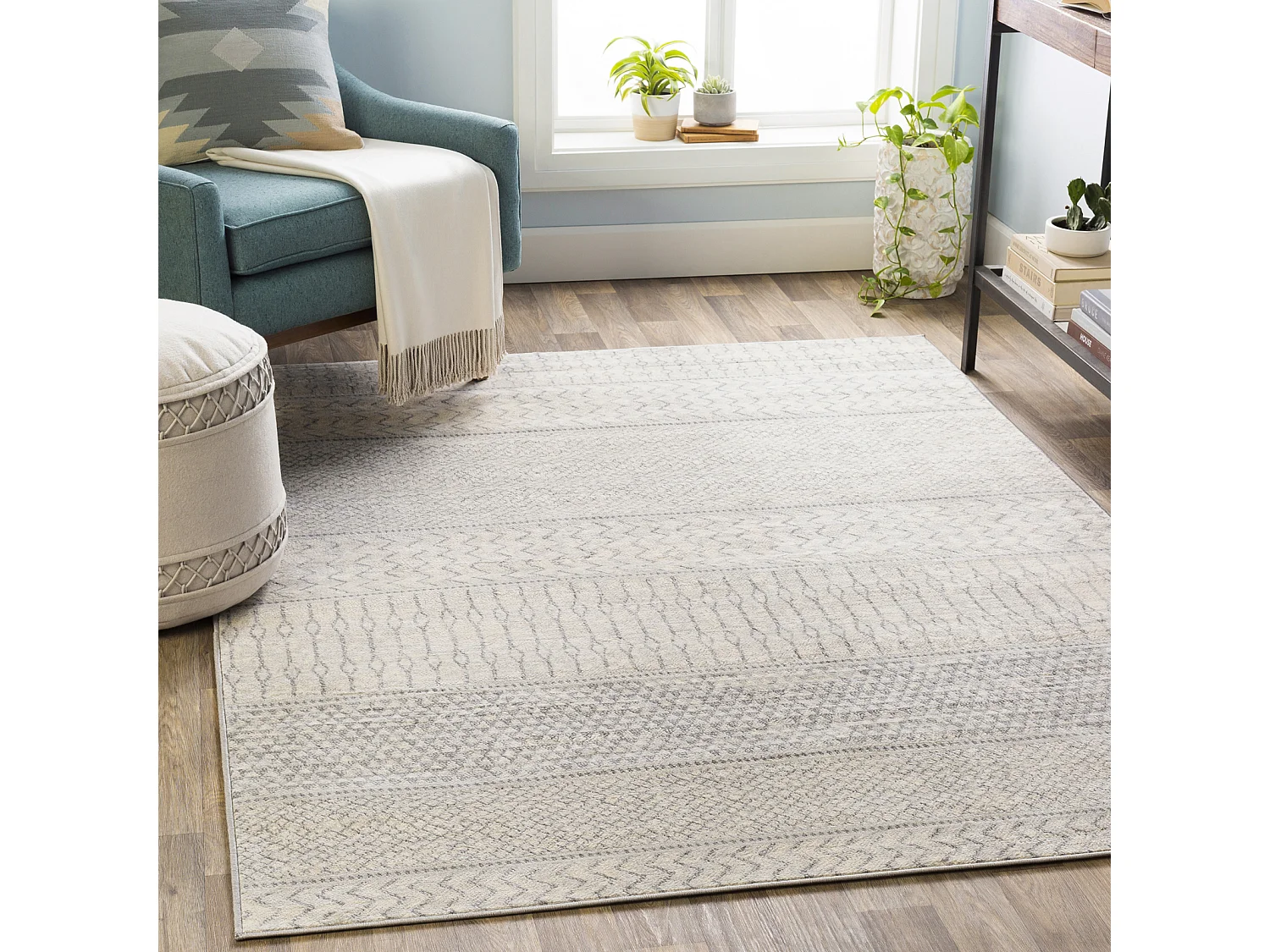 Tapis Scandinave Bohème - Gris/Ivoire - 160x220cm - ADELE