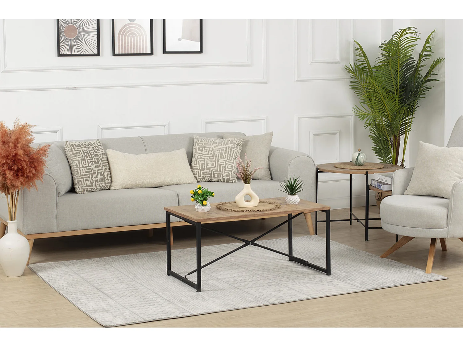 Tapis Scandinave Bohème - Gris/Ivoire - 160x220cm - ADELE