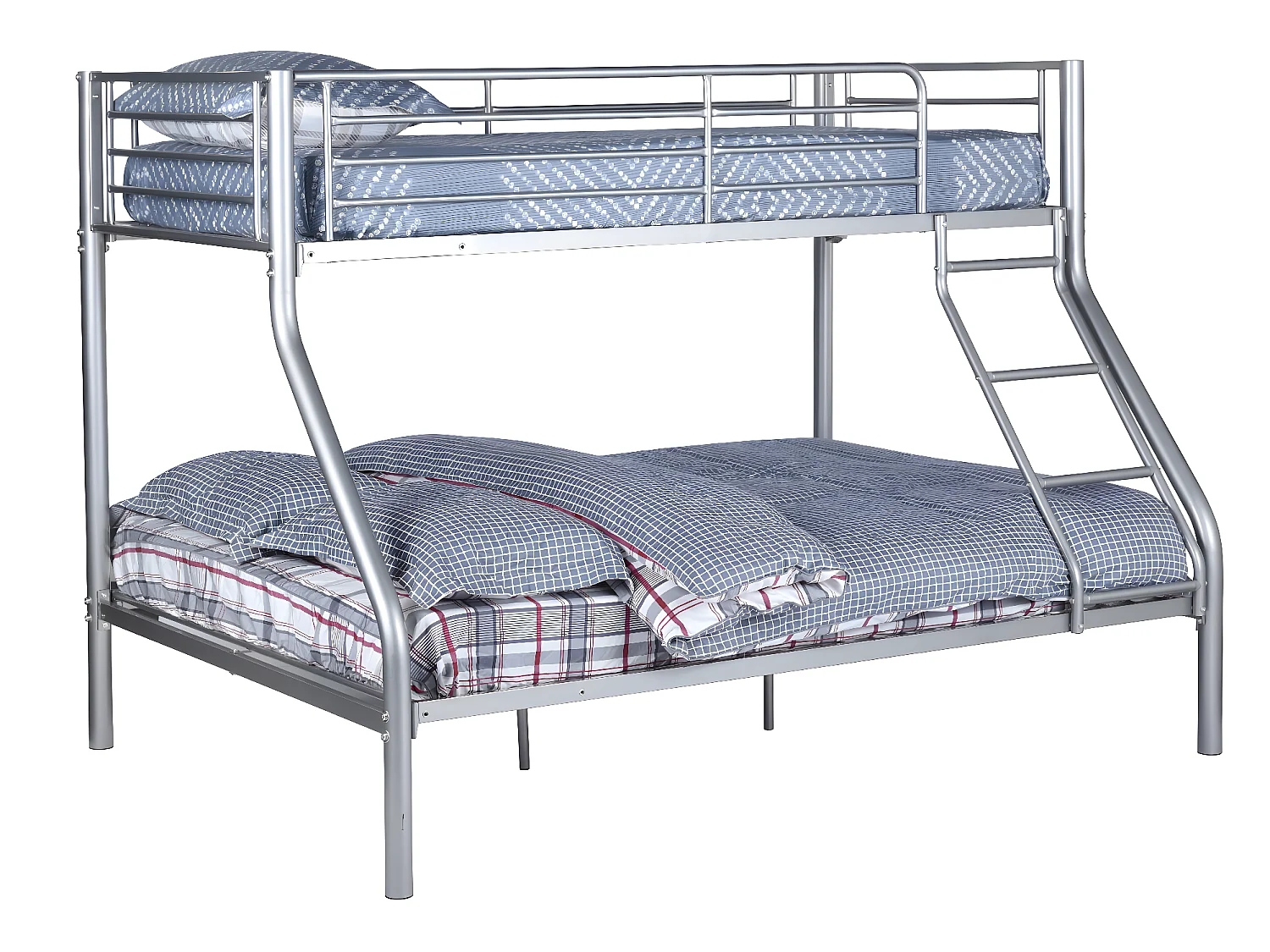 Meubles Cosy Lit superposes Lit surélevé pour 3 Personnes Sommier inclus 90x190 et 140x190cm Métal laqué Gris Style Industriel