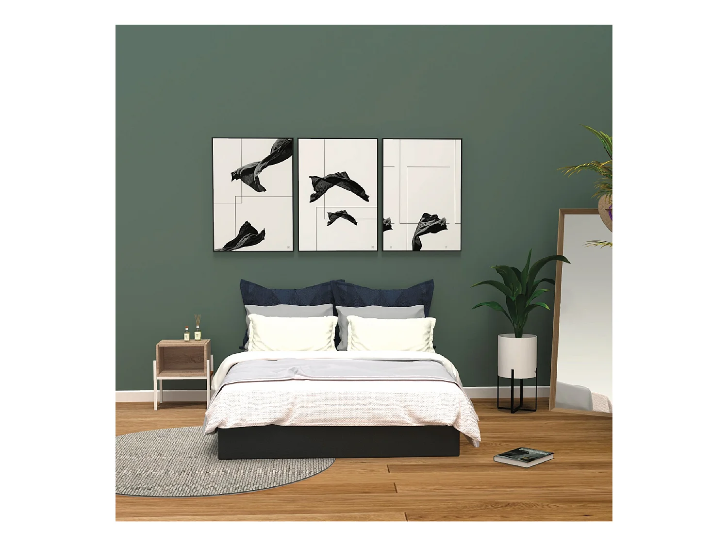 Lit coffre 140x190cm sans matelas,majesty