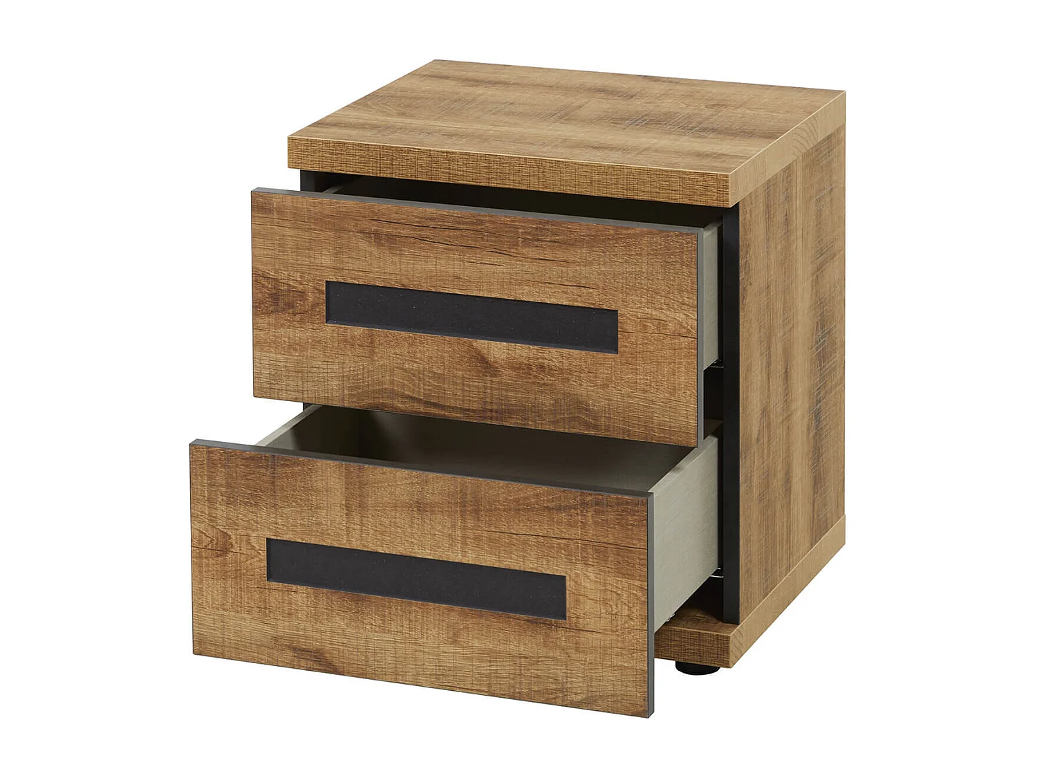 CANDAS - Chambre 160x200cm + Chevets + Commode Effet Bois