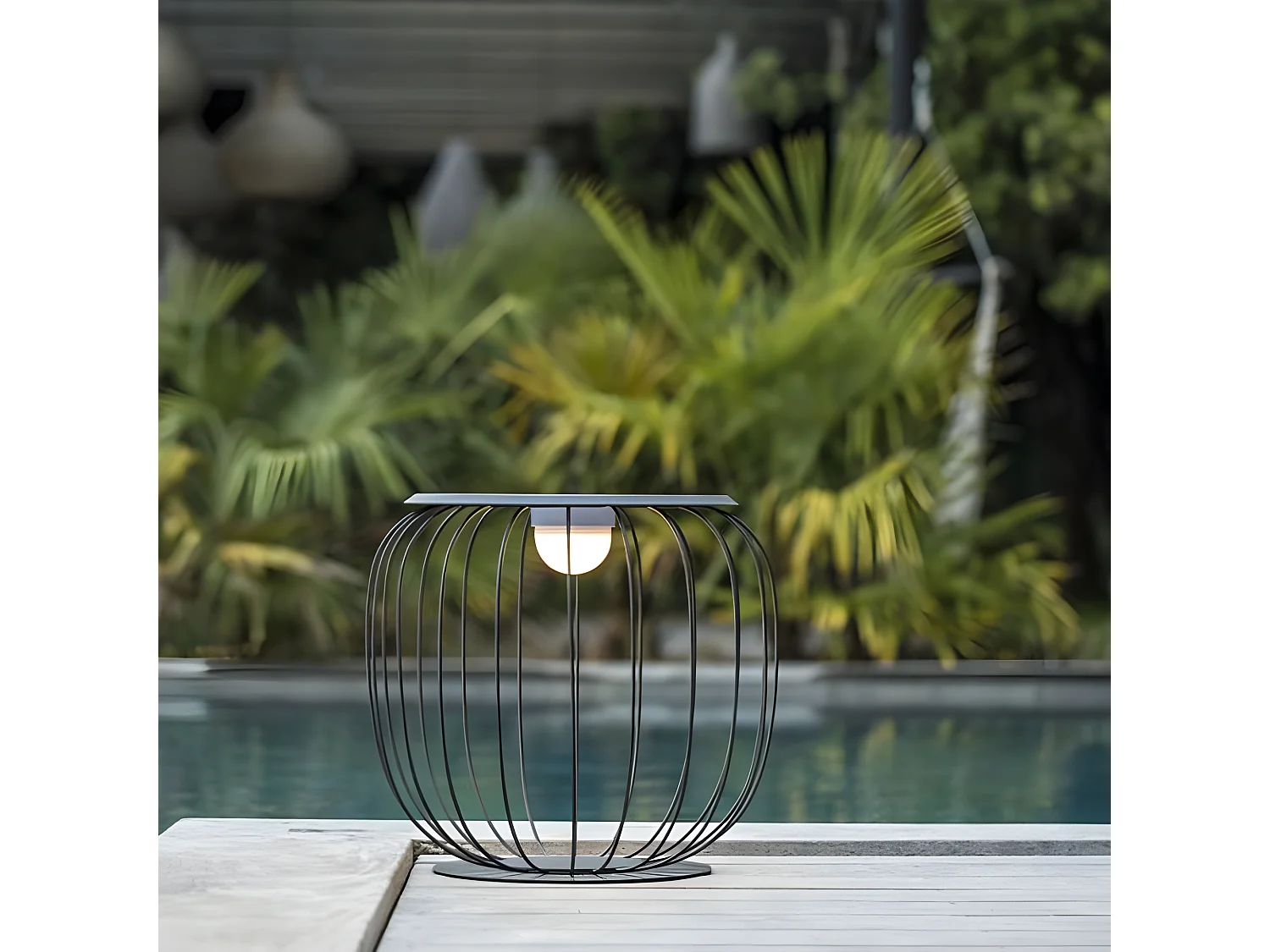 Lanterne sans fil LED SUNRISE Gris Metal H40CM