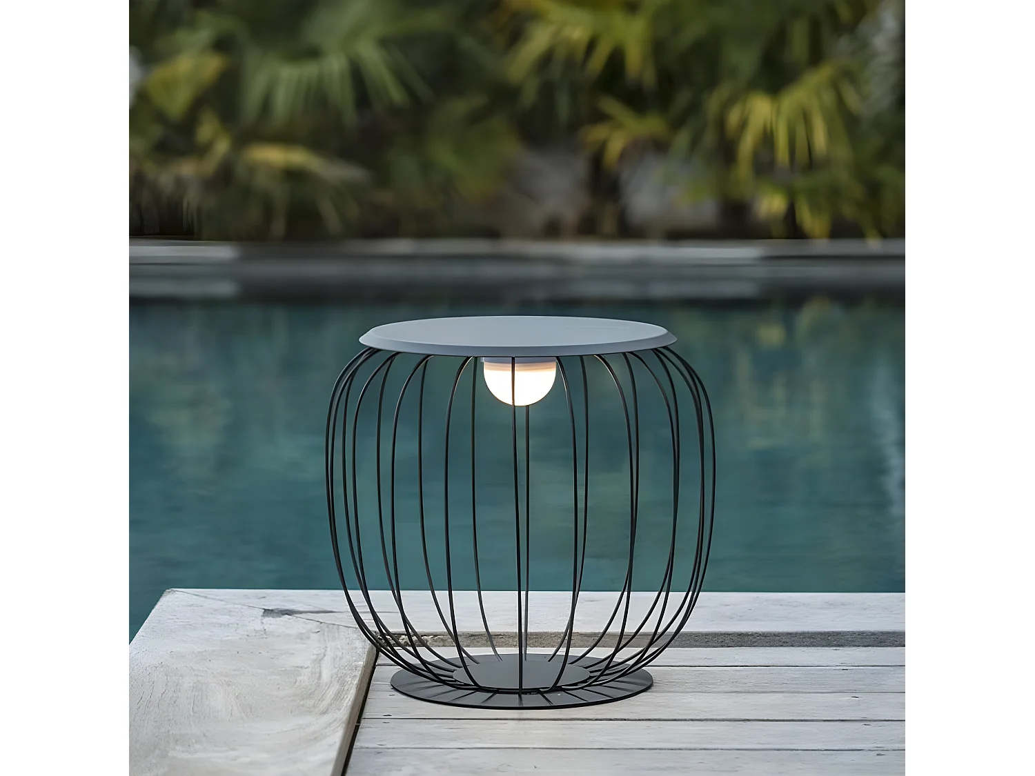 Lanterne sans fil LED SUNRISE Gris Metal H40CM