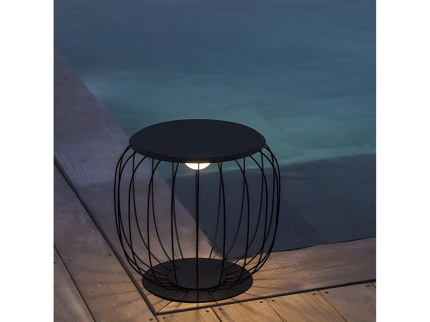 Lanterne sans fil LED SUNRISE Gris Metal H40CM