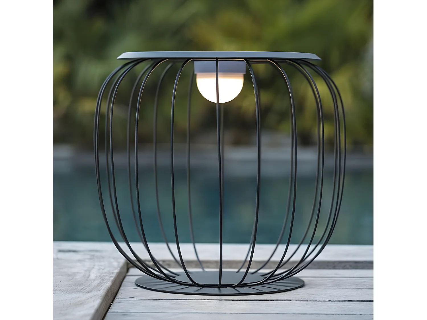 Lanterne sans fil LED SUNRISE Gris Metal H40CM