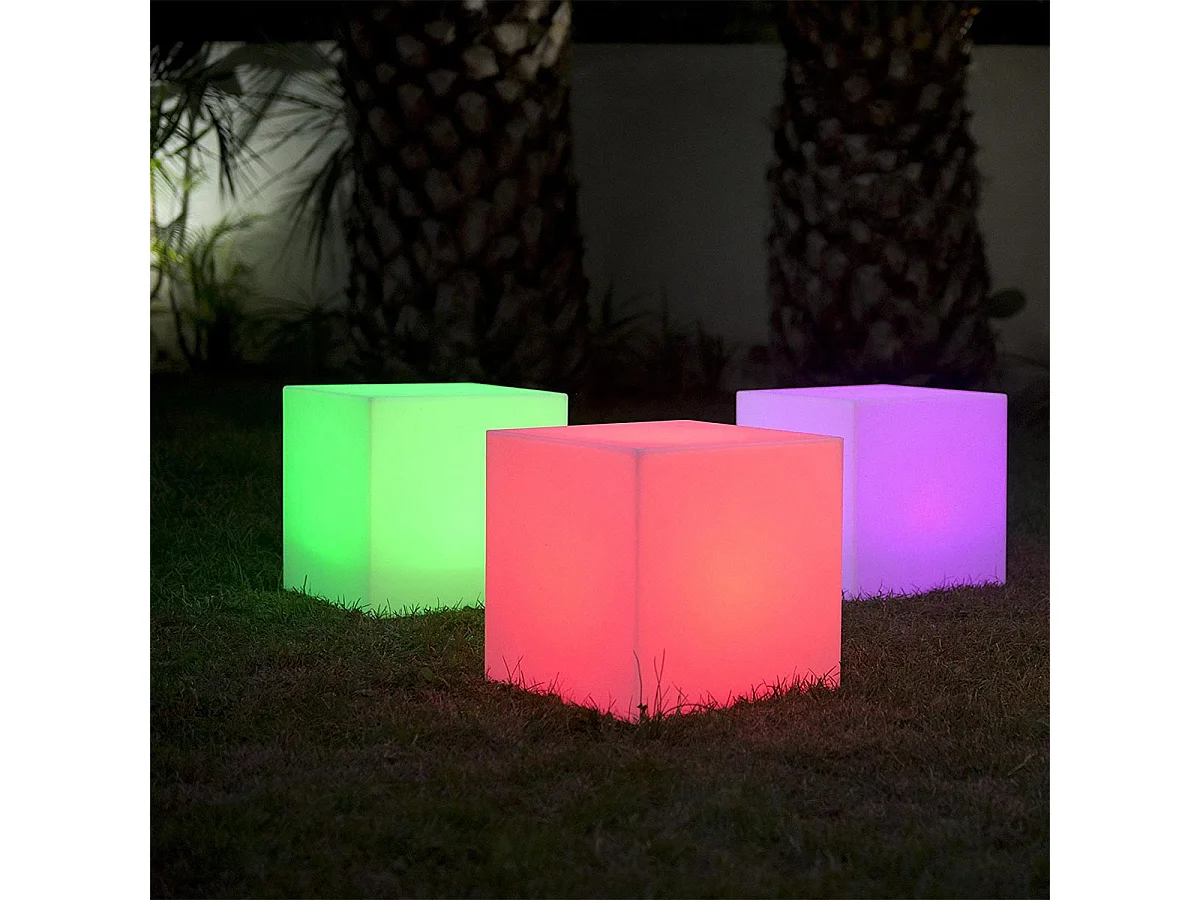 Cube lumineux sans fil multicolore CARRY H40cm