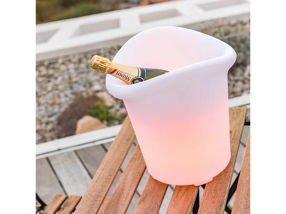 Seau à champagne lumineux sans fil LED multicolore dimmable YUPPY H35cm avec télécommande