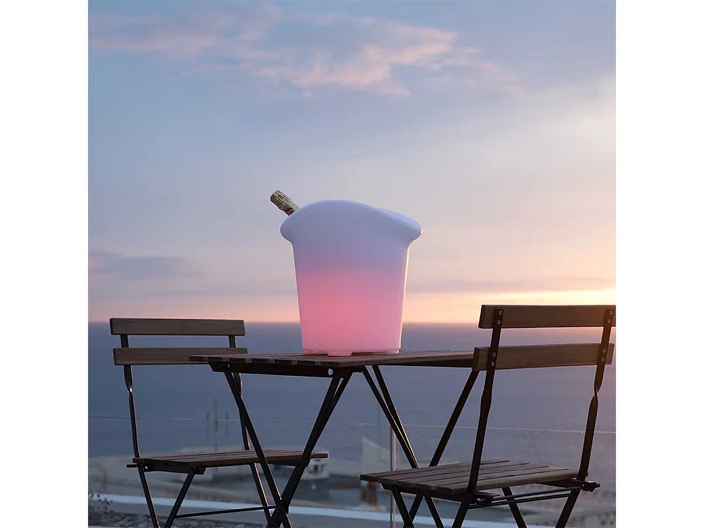 Seau à champagne lumineux sans fil LED multicolore dimmable YUPPY H35cm avec télécommande