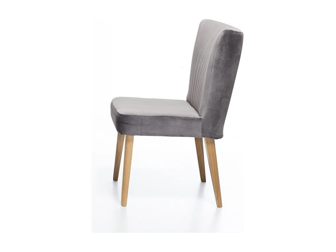 Lot de 2 chaises rembourrées velours gris et pied bois - ROYAL