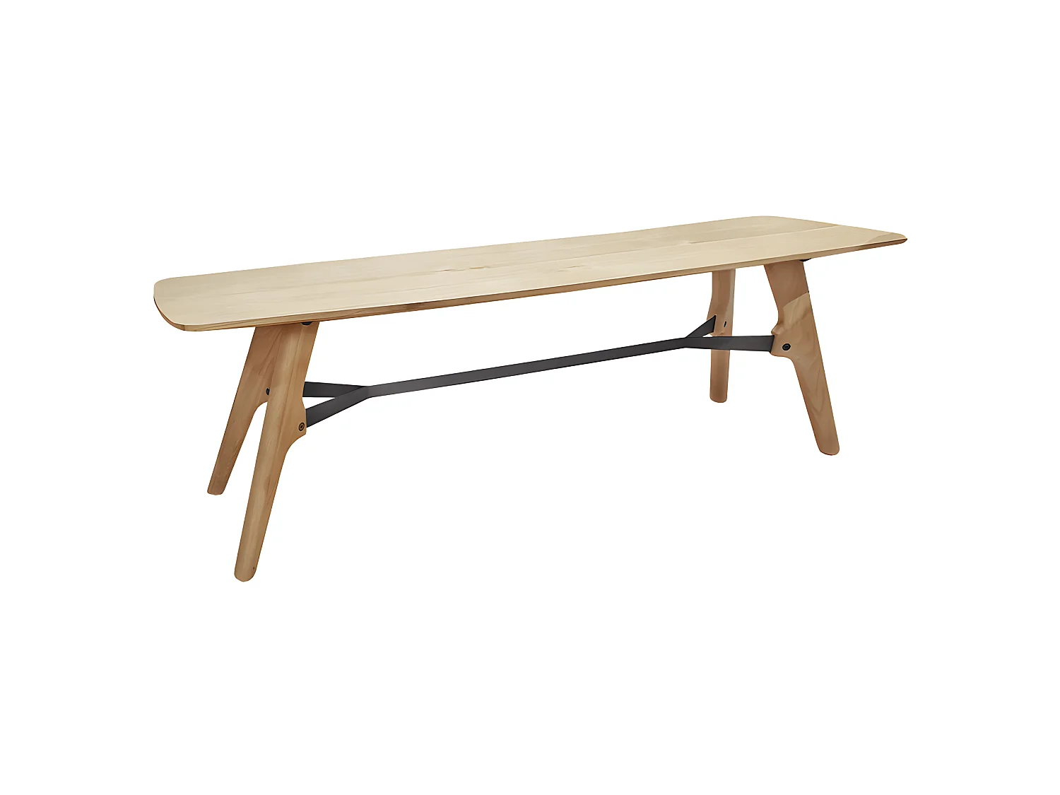 Banc bois plaqué chêne pieds chêne massif et métal 160cm - NATTE 6724