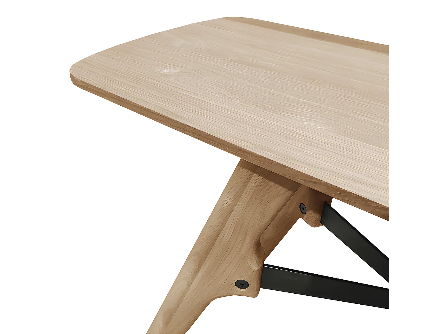 Banc bois plaqué chêne pieds chêne massif et métal 160cm - NATTE 6724