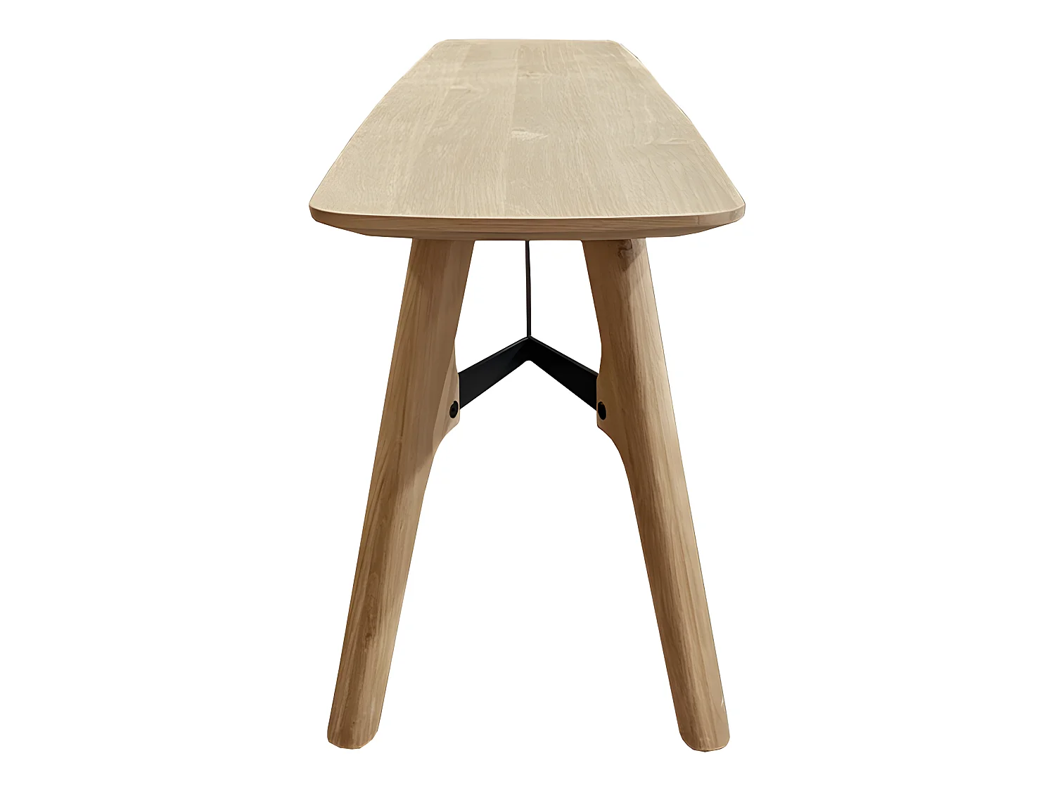 Banc bois plaqué chêne pieds chêne massif et métal 160cm - NATTE 6724