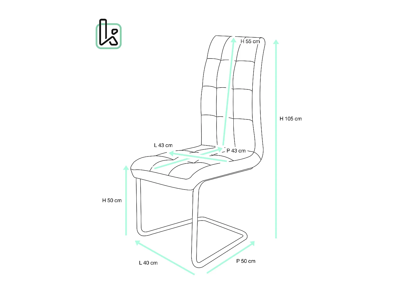 Lot 2 chaises salle a manger haut dossier simili cuir matelassé rembourré pieds chromé MAXI (blanc)
